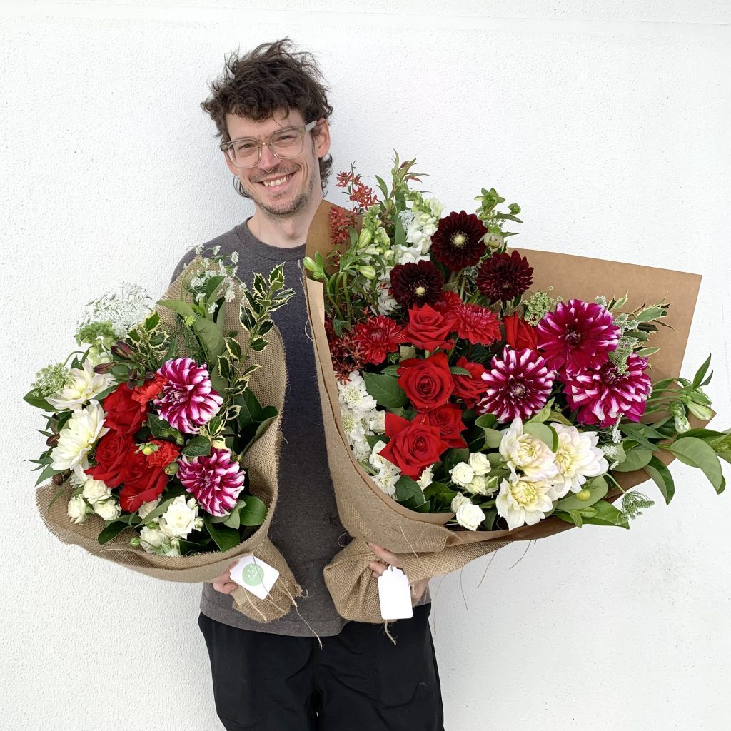 Festive red, white and green Christmas bouquet from Little Flowers
