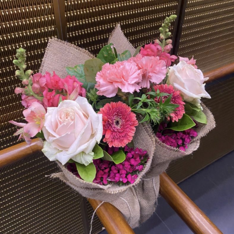 Daily mixed bouquet from Little Flowers sitting on a mirror at home in Sydney
