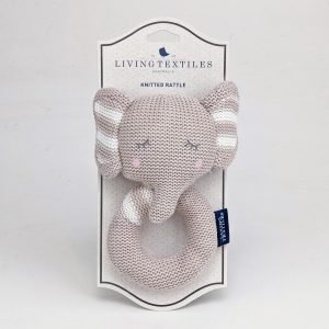 Knitted grey elephant rattle - Sydney flower delivery