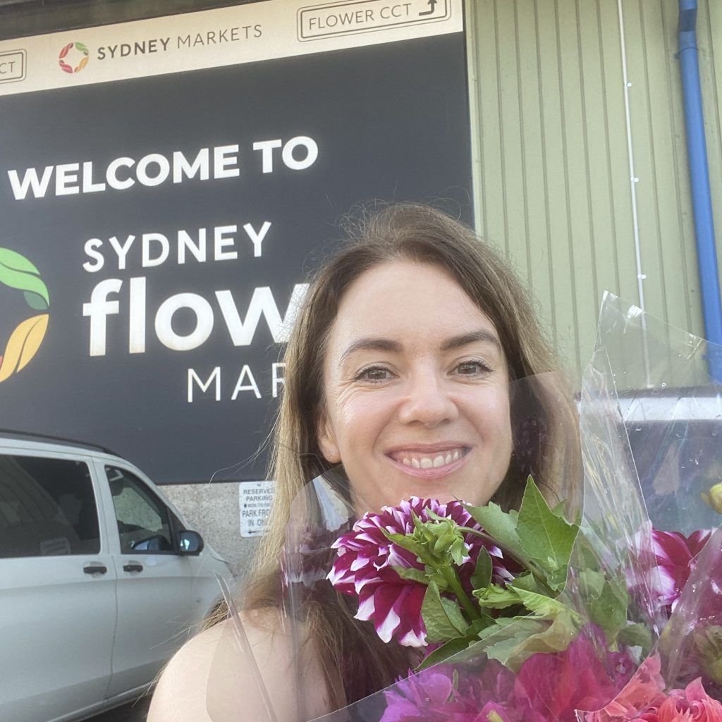 Florist with flowers at Sydney Flower Market