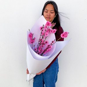 Seasonal Blossom flowering branches wrapped in white paper - Sydney flower delivery
